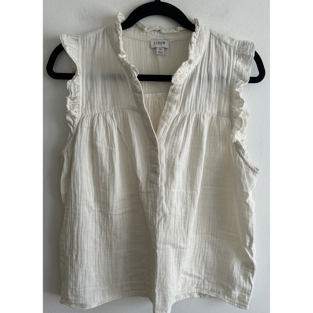J. Crew Cream Ruffle Sleeve Blouse